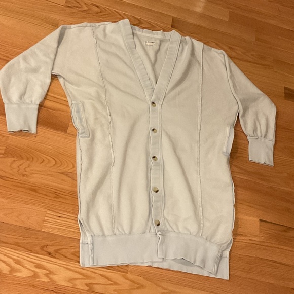 We The Free People light blue Long Button Cardigan Sweater oversized XL NWOT - Picture 7 of 16